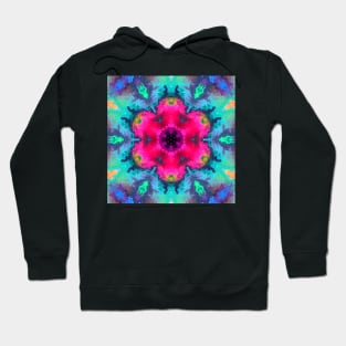 Psychedelic Mandala Flower Pink Blue and Green Hoodie